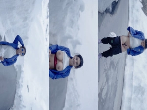 Resmi Nair Horny Strip and Take A Piss In the Snow